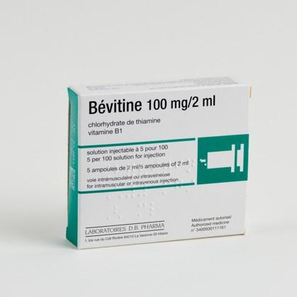 Photo de conditionnement <span class='vidalbox-gamme-product'>(BEVITINE 100 mg/2 ml sol inj amp)</span>
